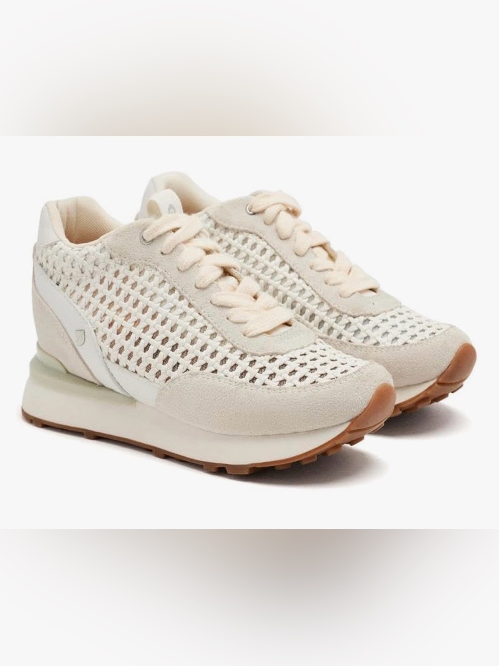 NWT Women’s Cream Mesh Platform Wedge Casual Sneakers size 6.5